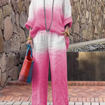 Women's Cotton and Linen Gradient Two-piece Set