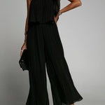 Pleated Suspender Jumpsuit