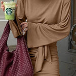 A-Line Bodycon Pleated Solid Color Tied Waist Zipper Round-Neck Mini Dresses