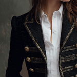 Metal Button Tweed Blazer