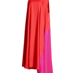 High Waisted Loose Asymmetric Contrast Color Split-Joint One-shoulder Maxi Dresses