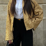 Sequined small stand collar jacket
