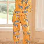 Yellow Zebra Print Home Long-sleeved Two-piece Set
