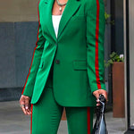 Long Sleeves Loose Split-Joint Striped Lapel Blazer Outerwear Suit Outerwear