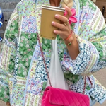 Printed Quilted Short Contrast Color Cotton Coat