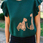 In The Wild Hunter Green Cheetah Sweater