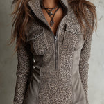 Bohemian Leopard Print Stitching Eco-friendly Suede Mini Dress