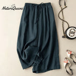 Dropping cotton and linen cropped wide-leg pants