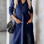 Knitted Tie Lapel Cardigan Sweater Jacket
