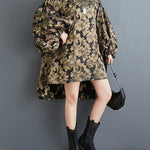 A-Line High-Low Elasticity Flower Print Jacquard Round-Neck Midi Dresses