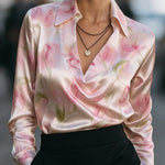 Elegant Satin Floral Blouse
