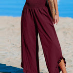 Women's High-Waist Pleated Irregular Hem Cotton And Linen Loose Casual Pants