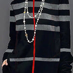 Long Sleeves Loose Striped High Neck T-Shirts Tops