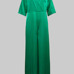 Loose Three-Quarter Sleeves Solid Color V-Neck Jumpsuits