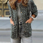 Leopard print stylish warm jacket
