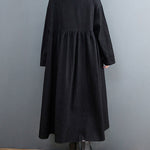 Original Loose Denim Split-Joint Tied Lapel Collar Long Sleeves Midi Dress