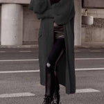 Lantern sleeve loose long knit cardigan