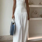 Elegant Sleeveless Button Dress