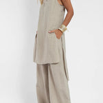 Women Casual Linen Strappy Two Set Suits