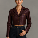 Women's Minimalist Faux Leather Short Jacket
