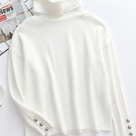 Casual Loose Solid Color High-Neck Long Sleeves Knitwear