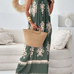 Loose Sleeveless Printed Split-Joint Spaghetti-Neck Maxi Dresses