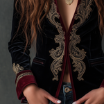 Vintage Baroque Embroidered Velvet Blazer