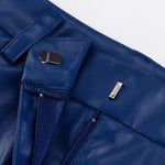 Skinny Leg Straight Leg High-Waisted Solid Color Split-Joint PU Pants Trousers