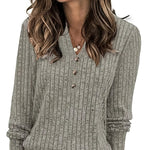 Mira ��� Soft Ribbed V-Neck Knit Top