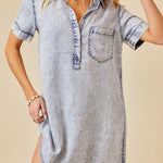 A-Line Loose Fringed Pleated Pockets Split-Joint Lapel Mini Dresses