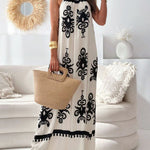 Loose Sleeveless Printed Split-Joint Spaghetti-Neck Maxi Dresses