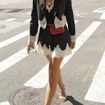 Emily in Paris Striped Lace Trim Pleated Slip Mini Dress