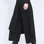 Irregularity Elastic Waist Wide Leg Solid Color Pants