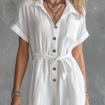 Stylish Casual Vacation V-neck Short Sleeve Jumpsuit