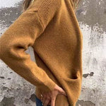 Solid Color Long Sleeve Zipper Pocket Casual Knitted Cardigan