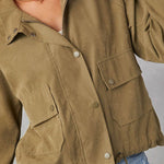 Brushed plaid lapel multi-button two-pocket midi jacket