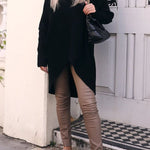 Perfect Winter Walks Knit Turtleneck High-low Hem Loose Midi Sweater