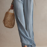 Vintage Chiffon Pleated Jumpsuit With Keyhole Neckline