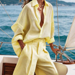 Long Sleeves Loose Solid Color Split-Joint Lapel Blouses&Shirts Tops