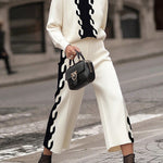 Long Sleeves Contrast Color Split-Joint High Neck Sweater Tops