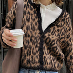 Wool and Alpaca Blend Animal Print Cardigan