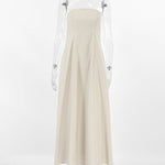 A-Line Loose Elasticity Pockets Solid Color Zipper Tube Maxi Dresses