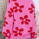 Floral Print Knitted Long Sleeve Pullover Sweater