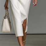 Women's Embroidered V-Neck Short Sleeve Waist Midi Dress