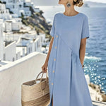 Women'S Casual Solid Color Button-Down Dress