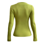Long Sleeves Skinny Solid Color Square-Neck T-Shirts Tops