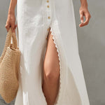 Vintage Lace-trimmed Cotton And Linen Midi Dress