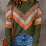 Chevron Casual Drop Shoulder Knit Sweater