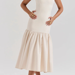 Graceful Silhouette Square Neck Wide Strap Drop Waist Midi Dress