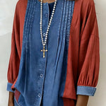Women'S Casual Color-Block Patchwork Top